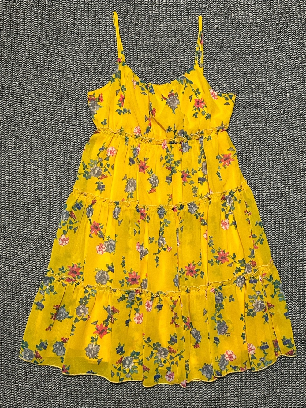 Rare Editions Yellow Floral Tiered Sundress